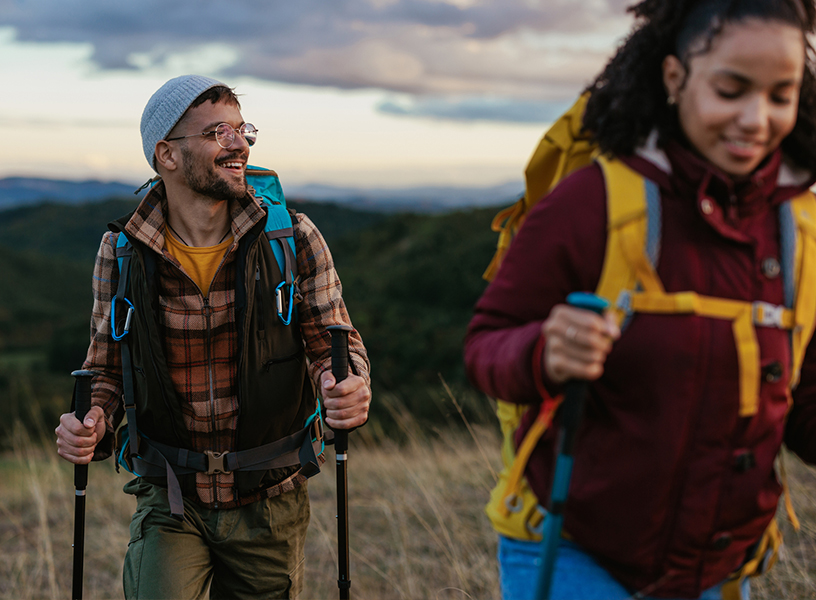 Friends hiking together